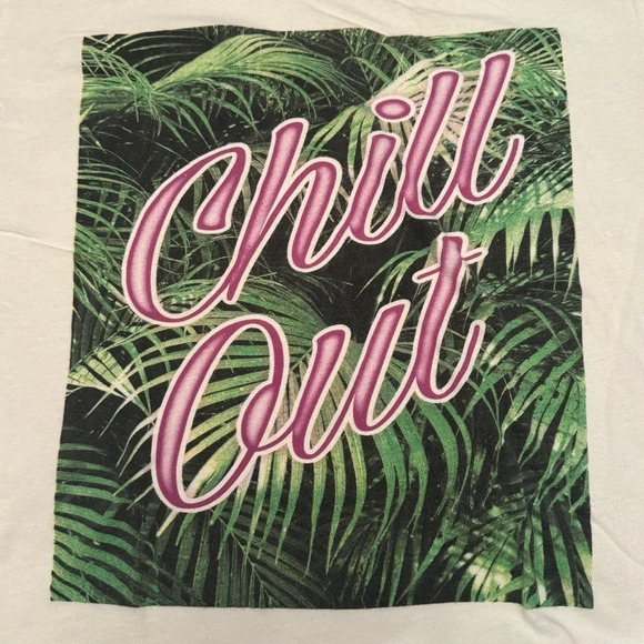 Poolhouse Chill Out Tropical Beach Chill Summer Pool Split Hem Graphic  Tee EUC - Picture 3 of 9